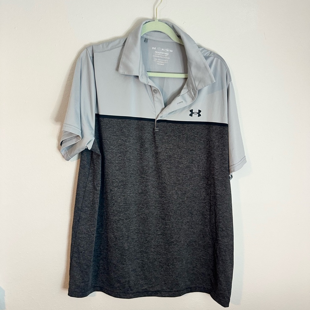 Under Armour Men’s Two-Tone Polo - Light Gray & Dark Gray